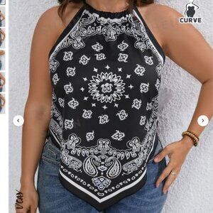 Paisley Bandana Asymmetrical Halter Top